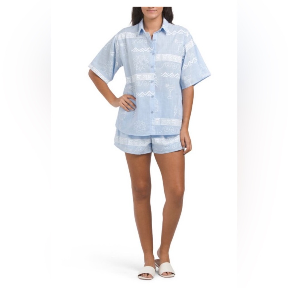 BY FRANKIE Blue Cotton Tequila Wave Print
Shorts Set size Large
